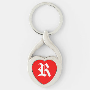 "R" Red Heart Keychain