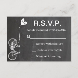 R.S.V.P. Chalkboard Wedding Invite Bike and Heart