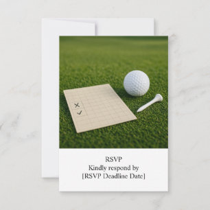R.S.V.P. GOLF Wedding with golf ball on green RSVP Card