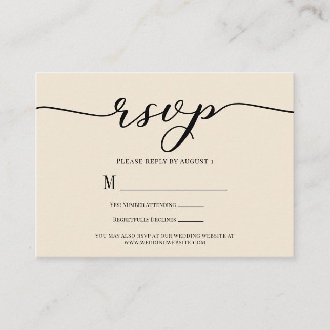R.S.V.P. Wedding Reply Enclosure Cream & Black (Front)