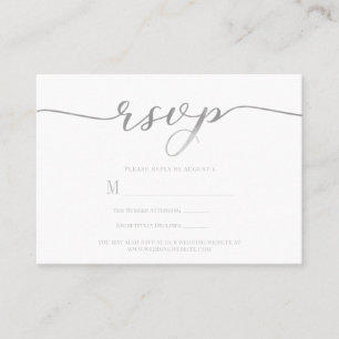 R.S.V.P. Wedding Reply Enclosure Silver Script Business Card