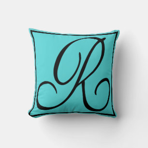 R - The Letter R on Aqua Background Cushion