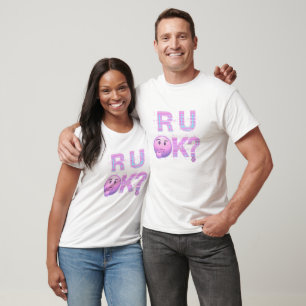 R U OK? Glitch Text Design T-Shirt