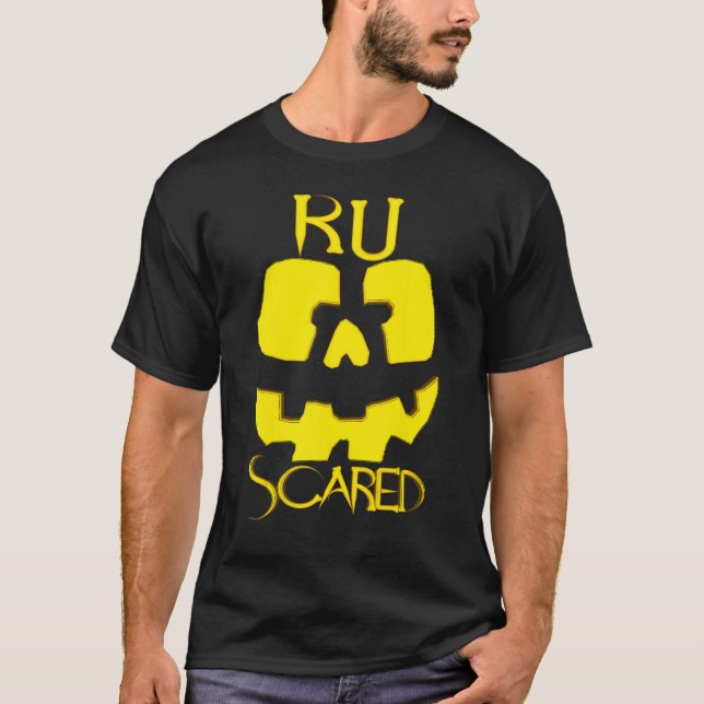 R U Scared Halloween Jack o' lantern face T-Shirt (Front)