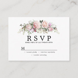 R ustic Blush Pink Floral Sweet 16 Party RSVP Enclosure Card