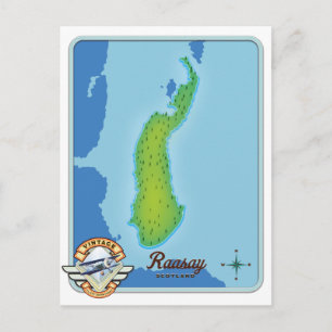 Raasay scotland map postcard