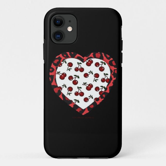 RAB cherries Leopard Print Heart Rockabilly Case-Mate iPhone Case (Back)