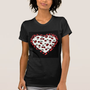 RAB cherries Leopard Print Heart Rockabilly T-Shirt