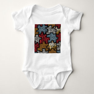 RAB Rockabilly Animal Print Puzzle Baby Bodysuit