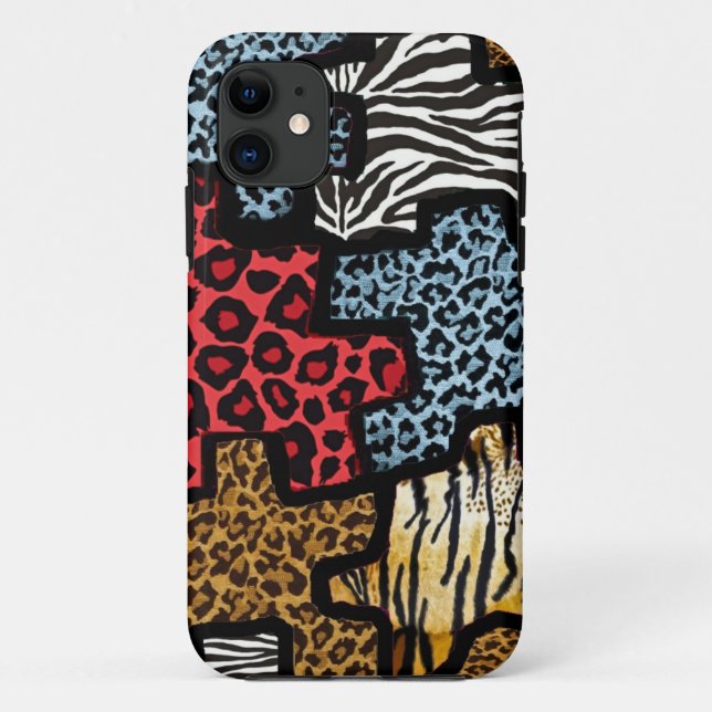 RAB Rockabilly Animal Print Puzzle Case-Mate iPhone Case (Back)