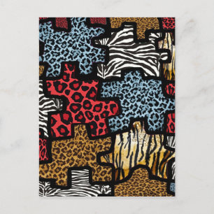 RAB Rockabilly Animal Print Puzzle Postcard