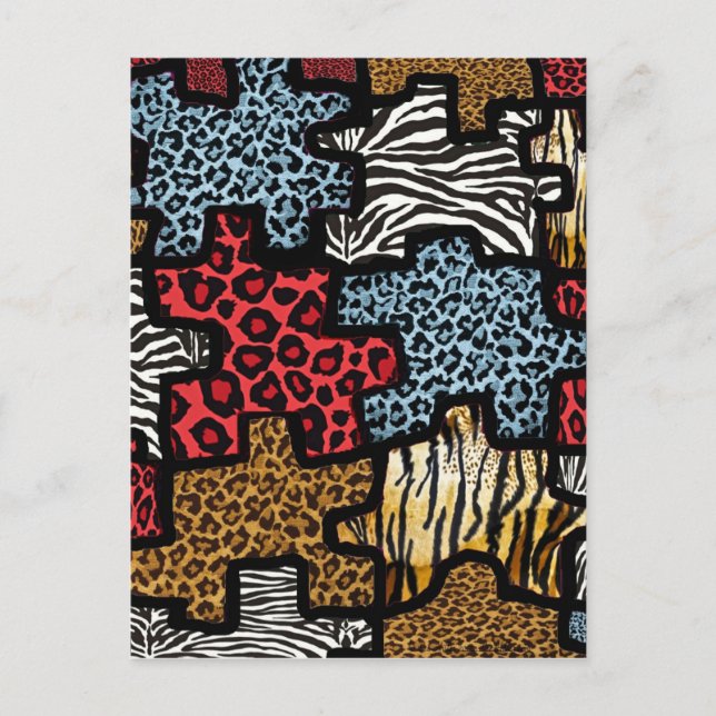 RAB Rockabilly Animal Print Puzzle Postcard (Front)