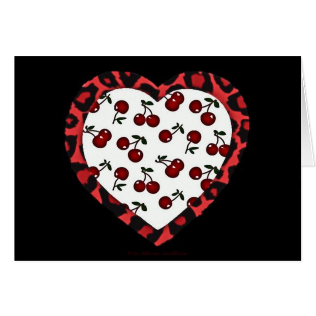 RAB Rockabilly Cherries Leopard Print Heart (Front Horizontal)