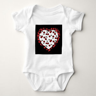 RAB Rockabilly Cherries Leopard Print Heart Baby Bodysuit