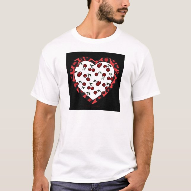 RAB Rockabilly Cherries Leopard Print Heart T-Shirt (Front)