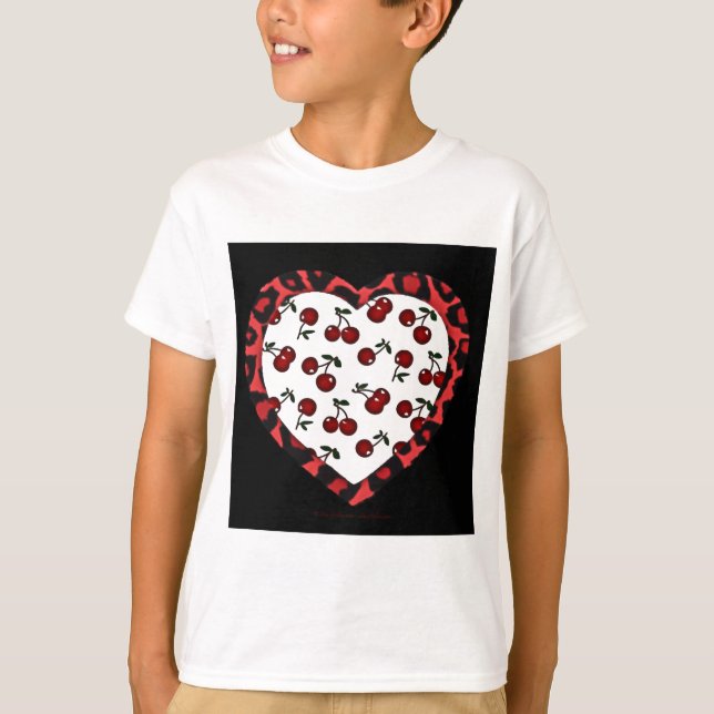 RAB Rockabilly Cherries Leopard Print Heart T-Shirt (Front)
