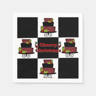 RAB Rockabilly Cherry Christmas Cake Paper Napkin