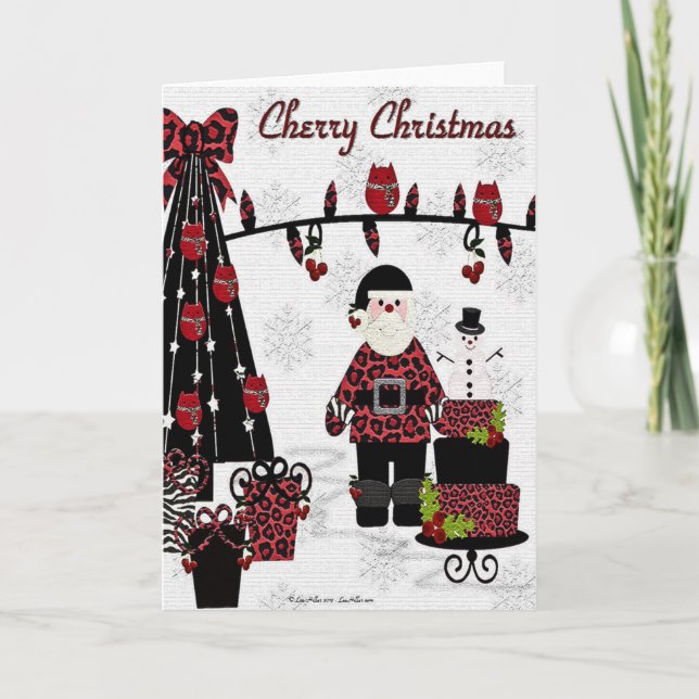 RAB Rockabilly Cherry Christmas Santa Gift Card (Front)