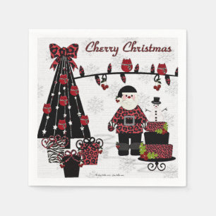 RAB Rockabilly Cherry Christmas Santa Paper Napkin