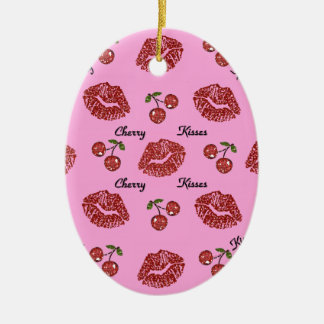 RAB Rockabilly Cherry Kisses on Pink Ceramic Tree Decoration