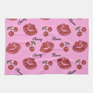 RAB Rockabilly Cherry Kisses on Pink Tea Towel