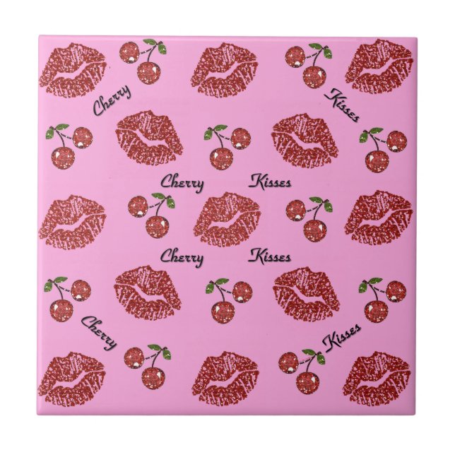 RAB Rockabilly Cherry Kisses on Pink Tile (Front)