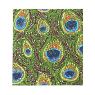 RAB Rockabilly Colourful Peacock Feathers Print Notepad