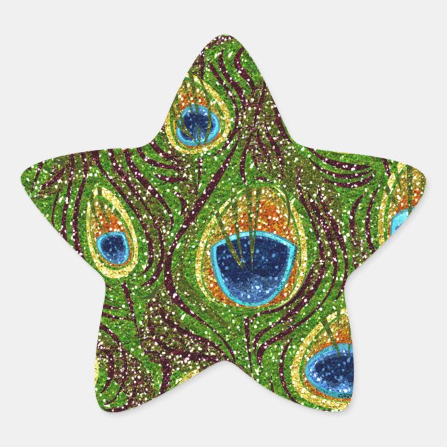 RAB Rockabilly Colourful Peacock Feathers Print Star Sticker (Front)