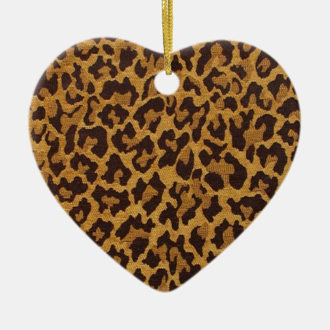 RAB Rockabilly Leopard Print Brown Gold Ceramic Tree Decoration (Front)