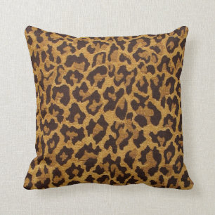 RAB Rockabilly Leopard Print Brown Gold Cushion