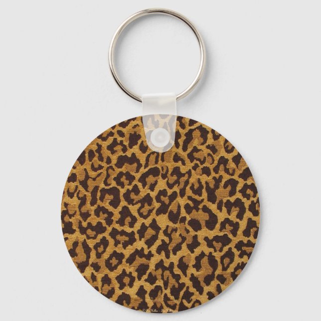 RAB Rockabilly Leopard Print Brown Gold Key Ring (Front)