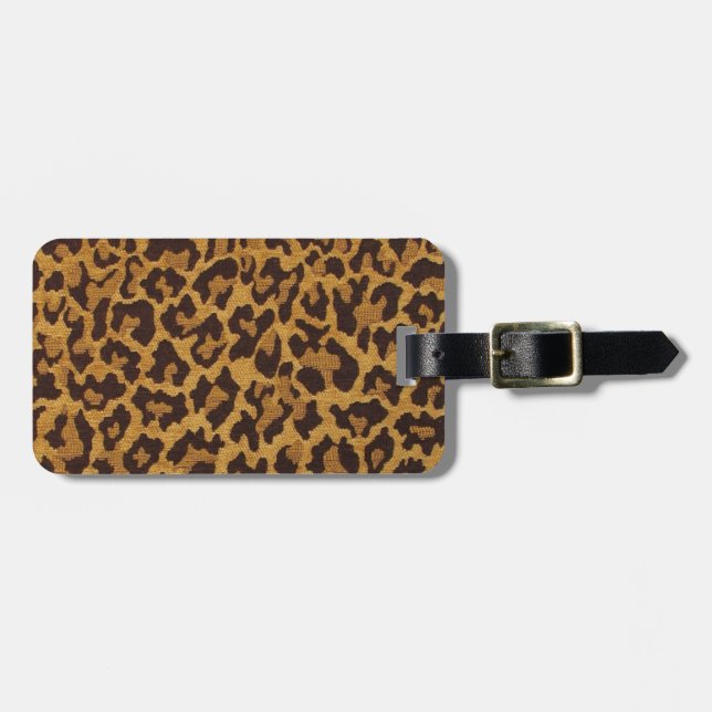 RAB Rockabilly Leopard Print Brown Gold Luggage Tag (Front Horizontal)