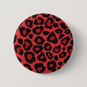 RAB Rockabilly Leopard Print Red Black 6 Cm Round Badge