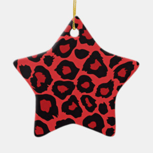 RAB Rockabilly Leopard Print Red Black Ceramic Tree Decoration