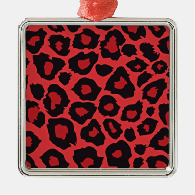 RAB Rockabilly Leopard Print Red Black Metal Tree Decoration (Front)