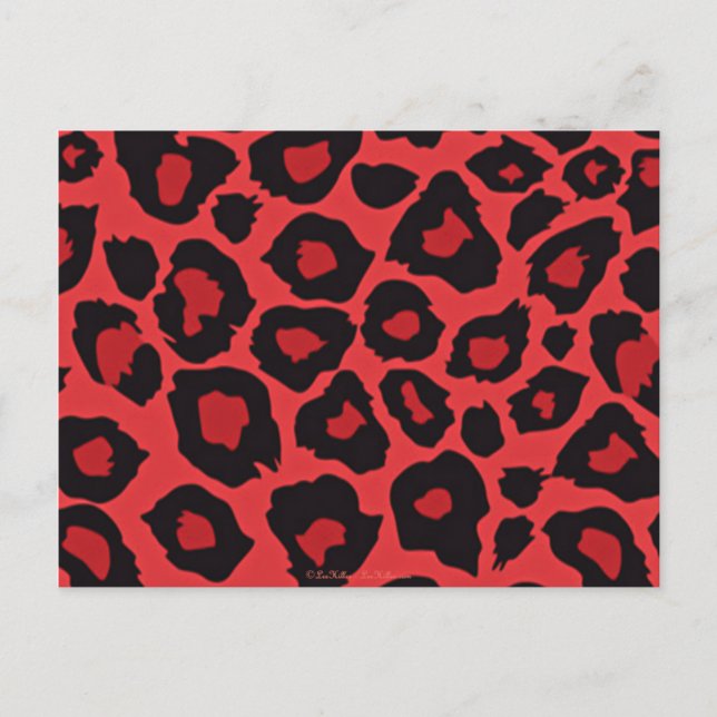 RAB Rockabilly Leopard Print Red Black Postcard (Front)