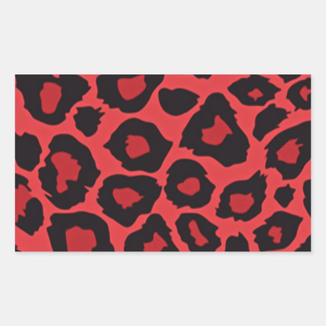 RAB Rockabilly Leopard Print Red Black Rectangular Sticker (Front)