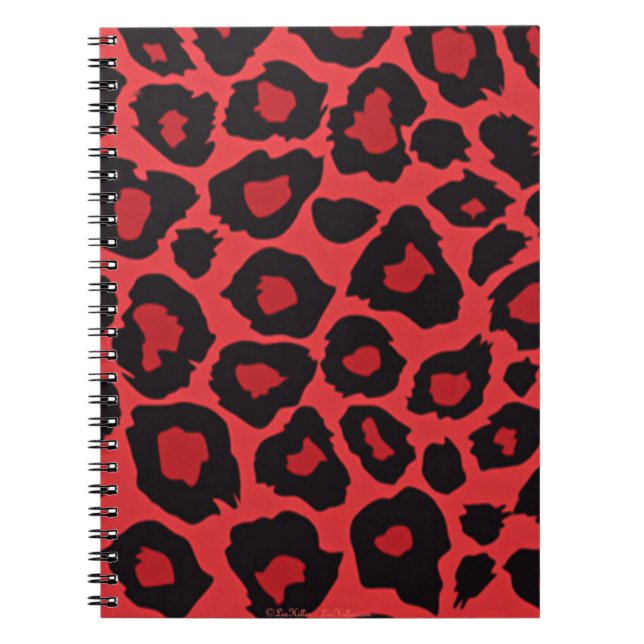 RAB Rockabilly Leopard Print Red Black Spiral Notebook (Front)