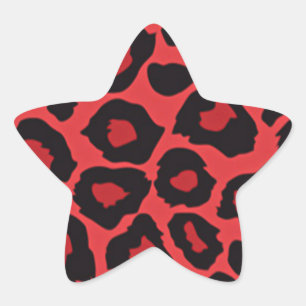 RAB Rockabilly Leopard Print Red Black Star Sticker