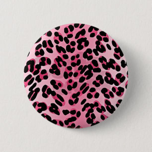 RAB Rockabilly Pink Cheetah Print 6 Cm Round Badge