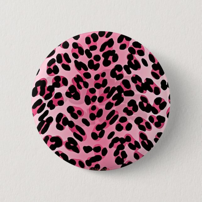 RAB Rockabilly Pink Cheetah Print 6 Cm Round Badge (Front)