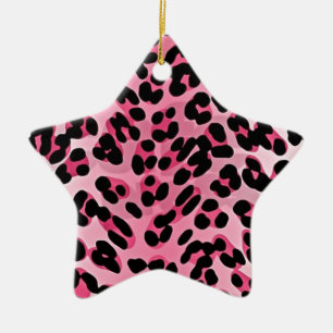 RAB Rockabilly Pink Cheetah Print Ceramic Tree Decoration