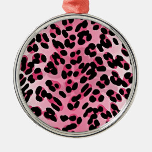 RAB Rockabilly Pink Cheetah Print Metal Tree Decoration