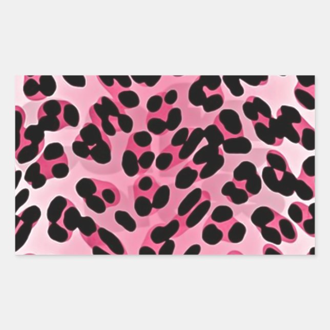 RAB Rockabilly Pink Cheetah Print Rectangular Sticker (Front)