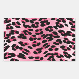 RAB Rockabilly Pink Cheetah Print Rectangular Sticker