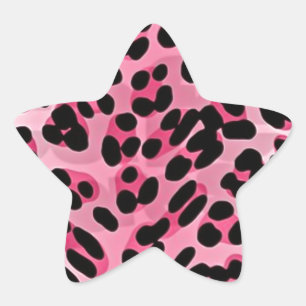 RAB Rockabilly Pink Cheetah Print Star Sticker