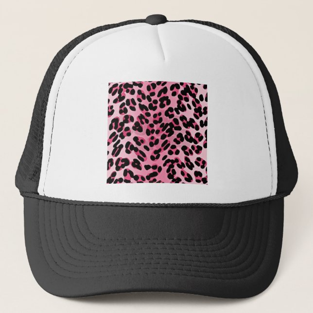 RAB Rockabilly Pink Cheetah Print Trucker Hat (Front)