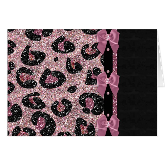RAB Rockabilly Pink Leopard Print Ribbon Bows (Front Horizontal)