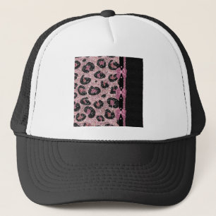 RAB Rockabilly Pink Leopard Print Ribbon Bows Trucker Hat