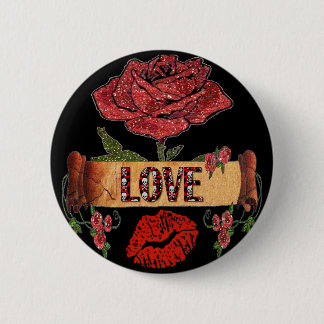RAB Rockabilly Roses, Love & Lipstick 6 Cm Round Badge